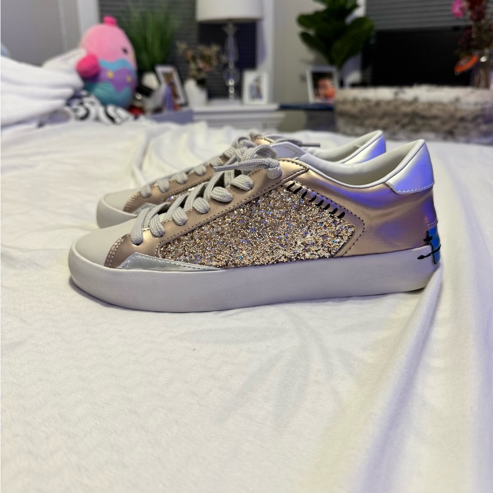Shu Shop Champagne Gold Glitter Sneakeds